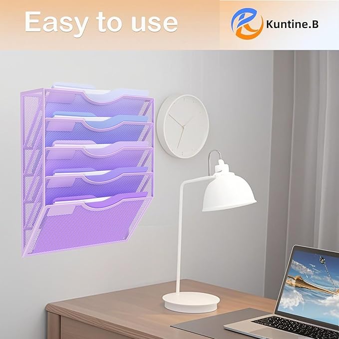 Kuntine.B Wall File Organizer (Purple, 5 Tier)