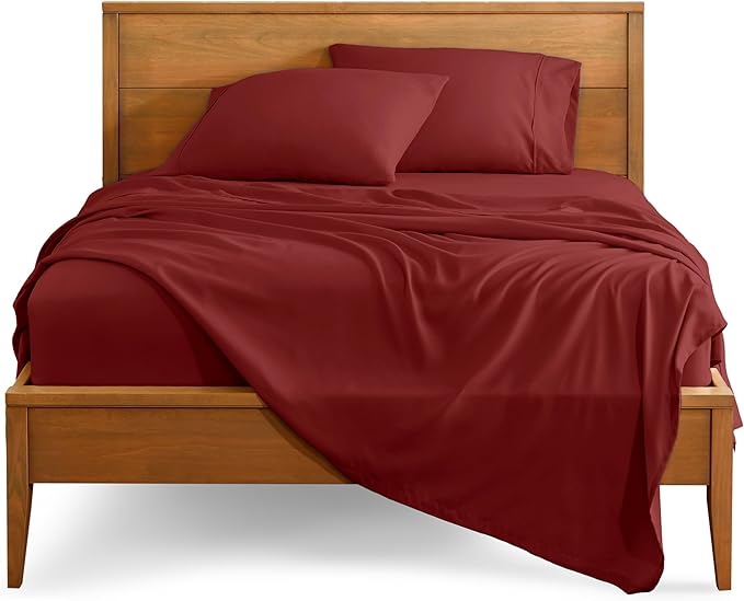 Bare Home Queen Sheet Set - 1800 Ultra-Soft Microfiber Queen Bed Sheets - Double Brushed - Deep Pockets - Easy Fit - 4 Piece Set - Bed Sheets (Queen, Rosewood) BareHome