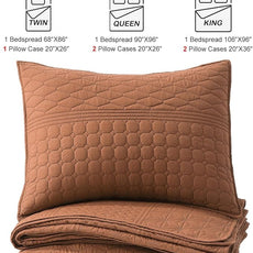 HORIMOTE HOME Burnt Orange Queen Size Quilt Set - Soft Microfiber Bedspread with 2 Shams, Lightweight & All-Season Geometric Coverlet for Cozy Bedding