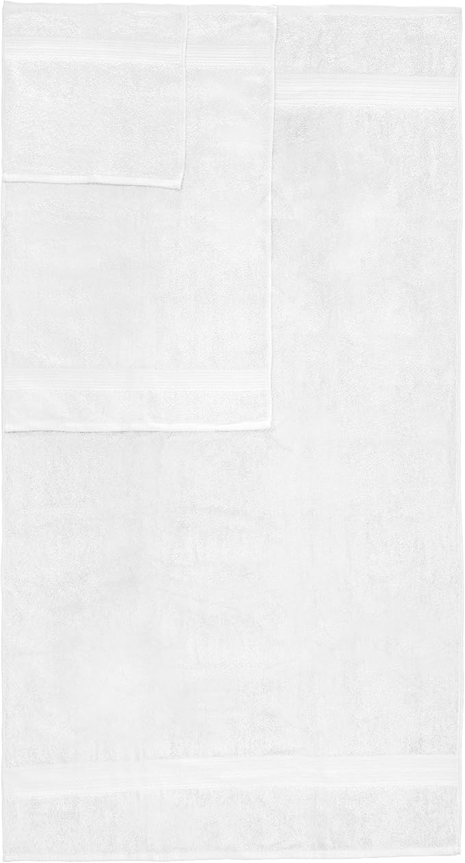 Ample Decor Bathroom Towel Set of 6-2 Hand Towel, 2 Bath Towel, 2 Wash Cloths - 600 GSM 100% Cotton - White