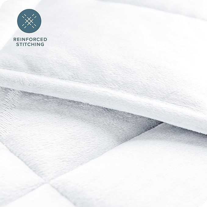 Bare Home Weighted Blanket King Size 25lb (80" x 87") for Adults - Minky Fleece - Premium Heavy Blanket Nontoxic Glass Beads (White, 80"x87")