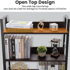 Himimi Industrial Ladder Shelf, Rustic 5 Tier Leaning Bookshelf, Wood Metal Ladder Bookcase, Plant Flower Stand Rack Book Storage Shelves for Living Room, Bedroom, Home Office