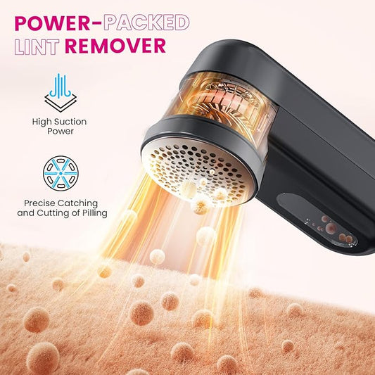 Fabric Shaver and Lint Remover for Clothes, Rechargeable Lint Shaver with LED Display & 6-Blade, Sweater Shavers to Remove Pilling, Fuzz Remover Fabric Shaver for Clothes and Furniture
