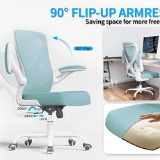 Office Chair - Ergonomic Desk Chair with Adjustable Lumbar Support, Mesh Computer Chair, Executive Office Chairs for Adults, Wide Seat Office Chair Back Support for Tall Men (Lake Blue)