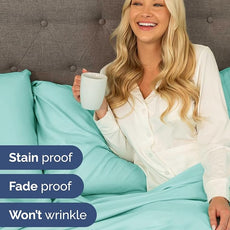 Extra Deep Pocket Queen Sheet Set - 4 Piece Breathable & Cooling Bed Sheets - Hotel Luxury Sheet Set - Soft, Wrinkle Free and Comfy - Easily Fits Extra Deep Mattresses - Deep Pocket Spa Blue Sheets