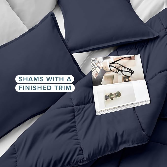 Bare Home Comforter Set - Oversized Queen Size - Ultra-Soft - Goose Down Alternative - Premium 1800 Series - All Season Warmth (Oversized Queen, Midnight Blue)