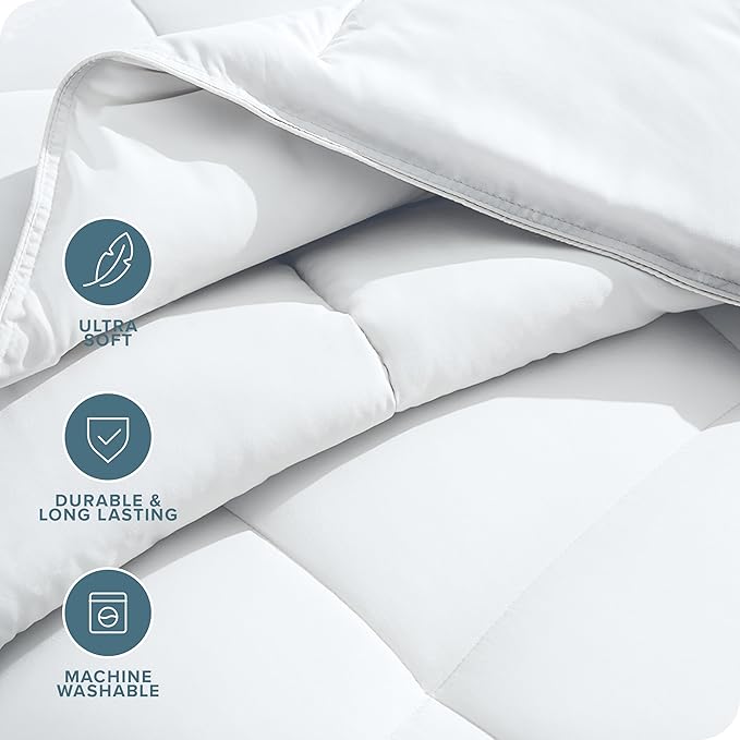 Bare Home Duvet Insert Comforter - Full Size - Goose Down Alternative - Ultra-Soft - Premium 1800 Series - All Season Warmth - Bedding Comforter (Full, White)