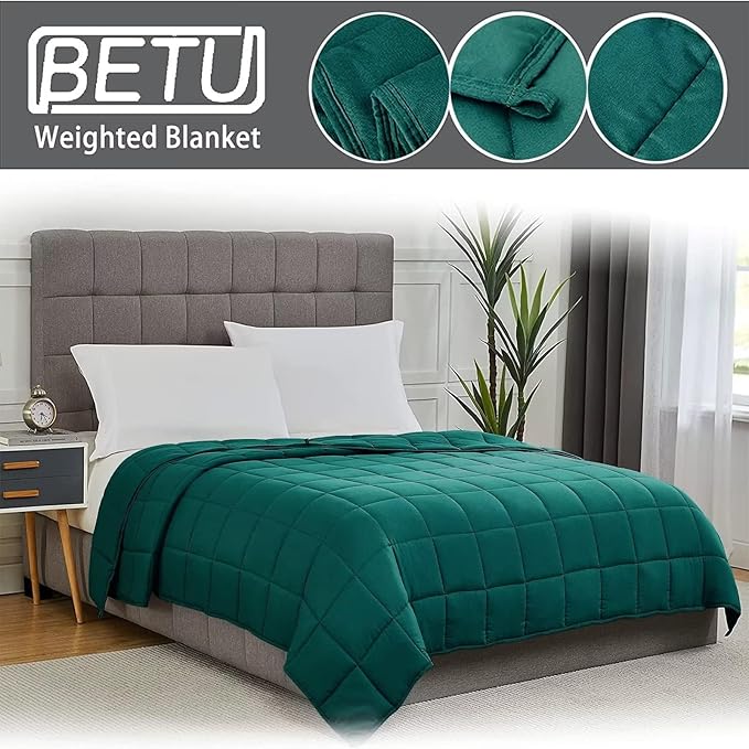 Green Weighted Blanket for Adults 20lbs, 80"x87", King Size Cooling Heavy Throw Blanket for 130-220lbs, Microfiber Soft Thick Big Blankets Weighted Comforter Gift for Sleeping