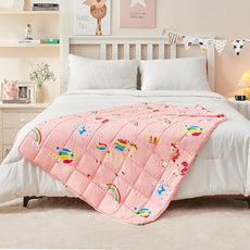 yescool Unicorn Weighted Blanket 3 Pounds Cooling Weighted Lap Blanket, Pink Rainbow Heavy Blanket, Breathable Weighted Throw Blankets Gift for 20-40lbs, 36