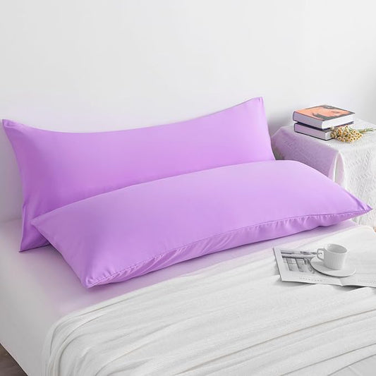 NTBAY Body Pillow Cases Set, 2 Pack Brushed Microfiber 20x54 Inches, Soft, Wrinkle, Fade, Stain Resistant Light Purple Pillow Cases with Envelope Closure