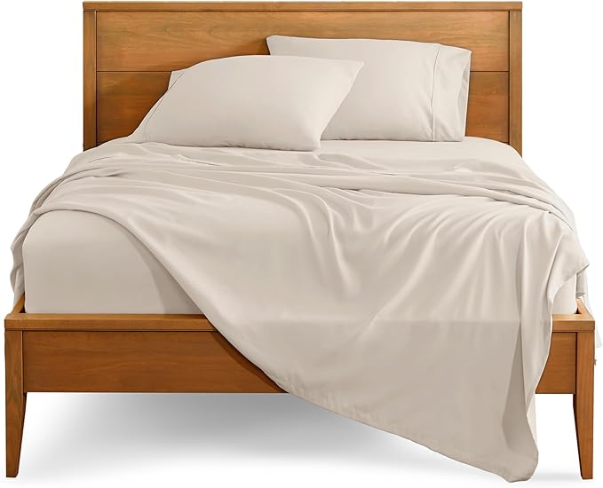 Bare Home Split Head Flex King Sheet Set - 1800 Ultra-Soft Microfiber Bed Sheets - Double Brushed - Deep Pockets - Easy Fit - 4 Piece Set - FlexTop King Bedding Sheets (Split Head Flex King, Wheat)