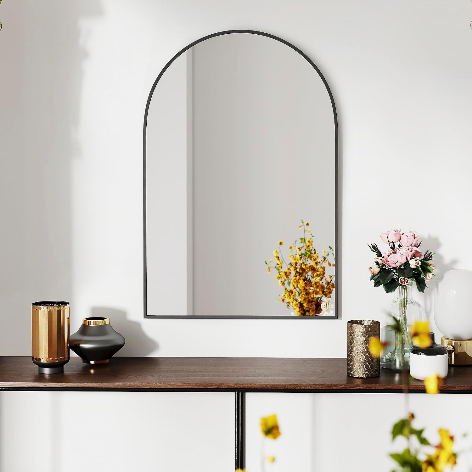 SCWF-GZ 47x14 Mirror Rectangle Full Body Length Door Hanging Wall Mounted Metal Aluminum Alloy Frame Dressing Make-up Mirrors for Entryway Bedroom Bathroom Living Room 47 14 inch Black