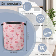 Pink Flamingo Laundry Hamper,Tropical Dirty Clothes Laundry Basket with Handles Waterproof Oxford Cloth Storage Basket for College Dorms Bathroom Bedroom 16