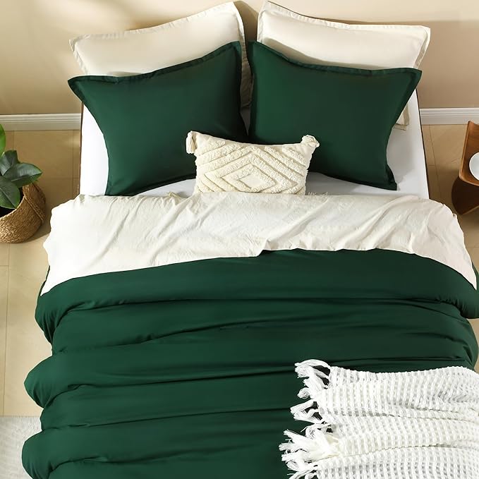 Litanika Comforter Set, Lightweight Solid Bedding Comforter Set, Fluffy Down Alternative Bed Set, Emerald Green, Queen