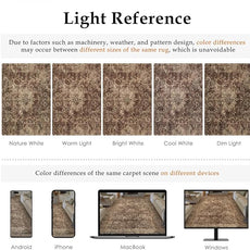 9x12 Rust Vintage Area Rug for Living Room Bedroom Distressed Rustic Large Carpet Non-Slip Low Pile Lightweight Vacuumable Soft Washable Throw Rug for Indoor Dining Room