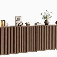 Fluted Buffet Cabinet Sideboard with Storage,Wooden Credenza with 2 Doors&Adjustable Shelve, Modern Accent Cabinets Coffee Bar Bookcase for Living Room,Kitchen Dining Room Entryway 15