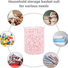 Foldable Baby Laundry Basket Hamper for Nursery Girl kids Clothes laundry hamper basket Portable Tall Collapsible Cute Laundry Basket Organizer, Nursery Storage Basket with Handles (Pink Flowers)