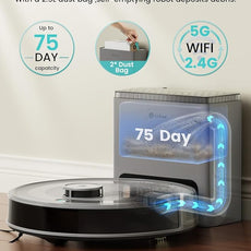 Lefant LiDAR Robot Vacuum and Mop Combo, 10000Pa Suction, 75-Day Self-Emptying Base with Multi-Floor Mapping, 240Min Runtime, Ideal for Pet Hair & Carpets, Wi-Fi/Alexa/App Control, M2S Plus