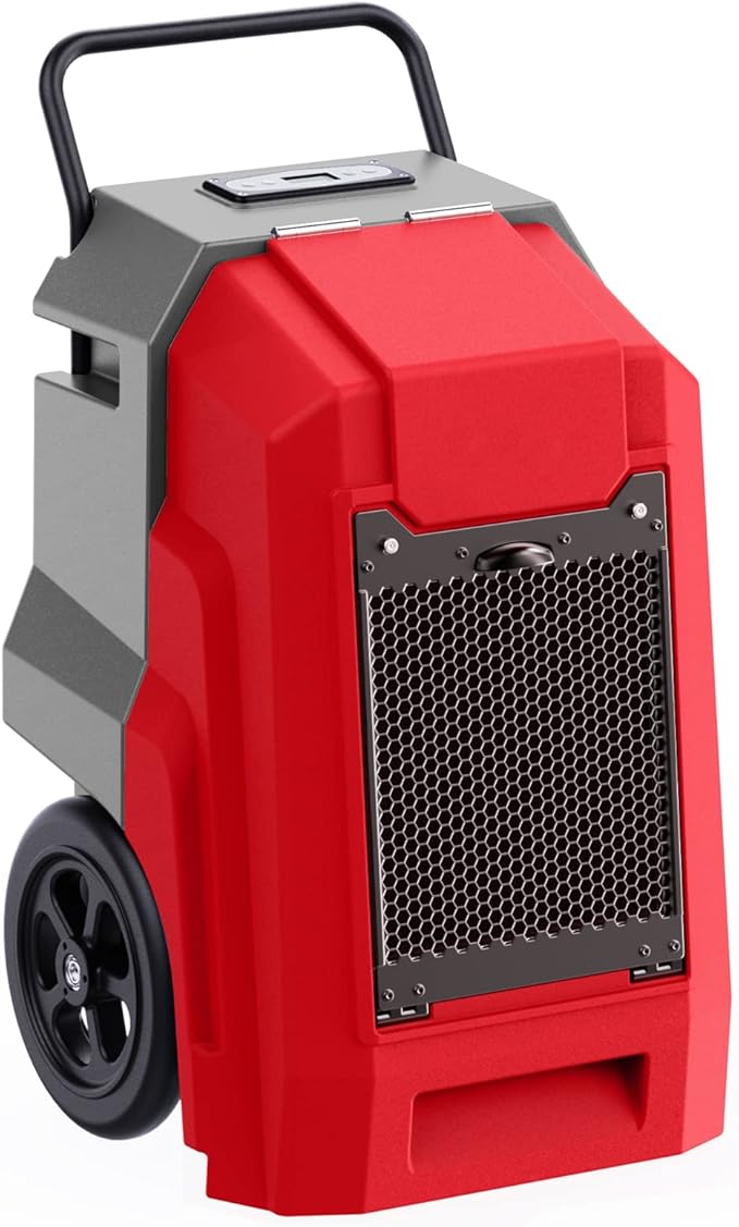 MOUNTO 180Pints Commercial Dehumidifier with Pump and Drain Hose, LGR Portable Dehumidifier with wheels for Home, Basements, Garages, and Job Sites. (Red)