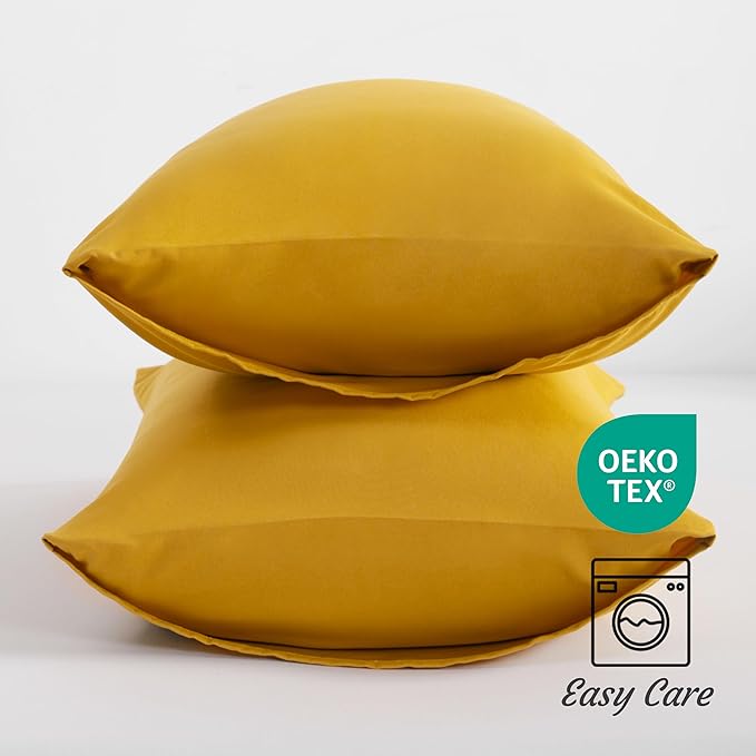 NTBAY Ginger Yellow Microfiber Pillowcases Set of 2, 20x26 Inches, Soft, Wrinkle, Fade Resistant
