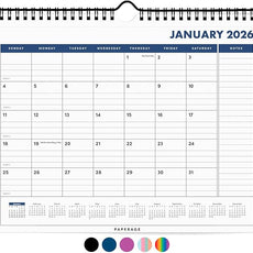 PAPERAGE 2026 Calendar, 12 Months (January 2026 - December 2026), Small (9 in x 11 in), Minimalist Wall and Desk Calendar with Monthly Views, Yearly Plans & Notes Section – Navy