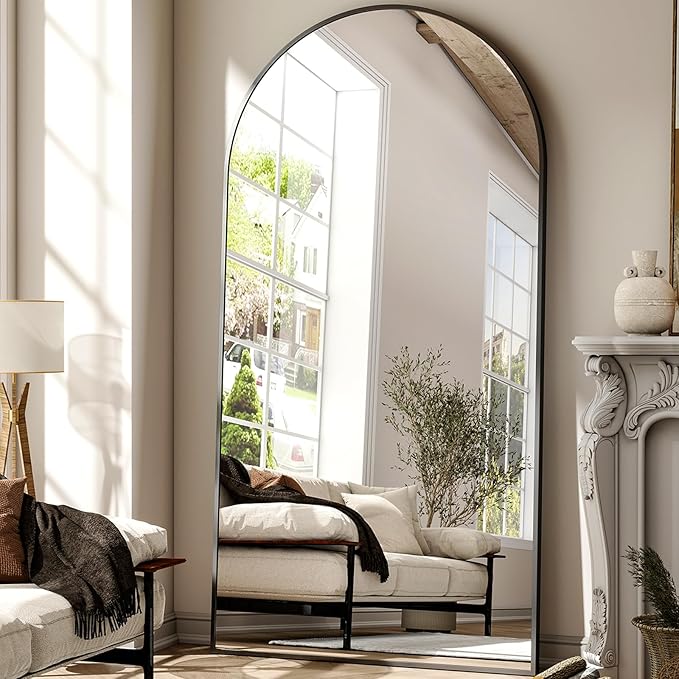 41"x81" Extra Large Arched Full Length Mirror - Leaning Mirror Arch Wall-Mounted Mirrors - Aluminum Alloy Frame Modern Simple Home Decor - for Living Room Bedroom Cloakroom