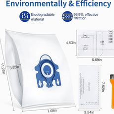 12 Pack 3D Dust Bags, Compatible with Miele GN Vacuum Bags, Replacement for Miele Classic C1 Complete C1, C2, C3, S400i S600 S2 S5 S8 Series, with 4 MP Filters, 4 AC Filters