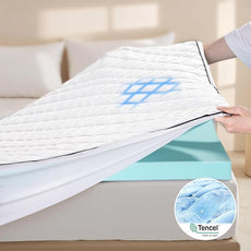 Queen Memory Foam Mattress Topper,Dual Layer Gel Memory Foam & Mattress Topper Queen for Pressure Relief and Medium Firm Support,CertiPur-US Certified