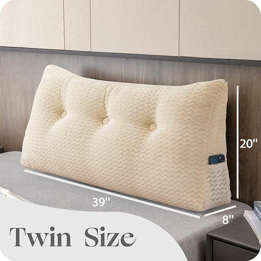 Large Bolster Triangular Headboard Wedge Backrest Positioning Support Bed Rest Reading Pillows Headboard Wedge Pillows for Day Bed with Removable Cover