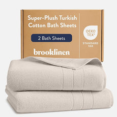 Brooklinen Super-Plush Turkish Cotton Bath Sheets - Set of 2 - Cotton, 820 GSM, Highly Absorbent, Machine Washable, Perfect for Home & Bathroom (40