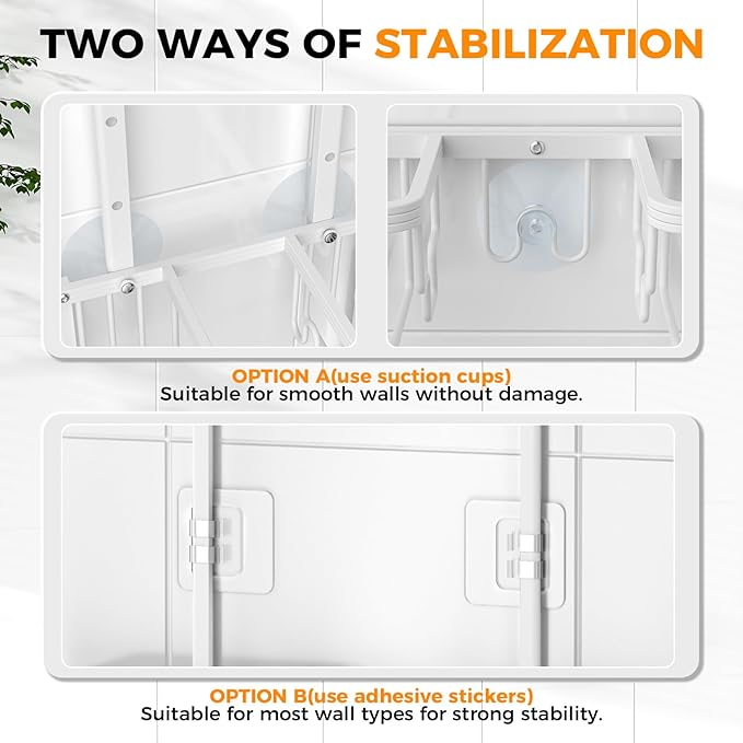 REINHARDT Aluminum Shower Caddy Hanging Adjustable Shower Caddy, Rustproof Hanging Shower Organizer with Hooks Soap Holders, Over Shower Head Caddy for Handheld Showerhead, White