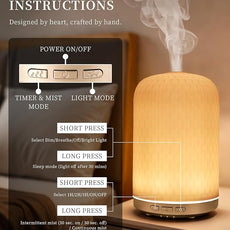 Essential Oil Diffuser for Home, 120ML Diffusers for Essential Oils Large Room, Ceramic Diffuser with USB Cable, Warm Ambient Light, Aromatherapy Diffuser Home Decor, Gift Choice, Pink