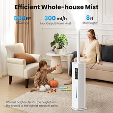 Humidifiers for Bedroom - GloryAir 2.38Gal/9L Top Fill Cool Mist Humidifier for Large Room 500ft² 120H Last with Auto Mode 7-Color Light Humidistat Aroma Box Quiet Humidifiers for Plants Baby & Adults
