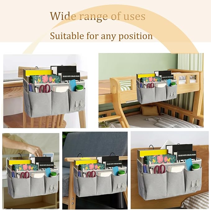 Bedside Caddy, Bedside Hanging Storage Organizer forBunk and Hospital Beds,College Dorm Bed，Can be Placed Glasses Books Mobile Phones (Black1)