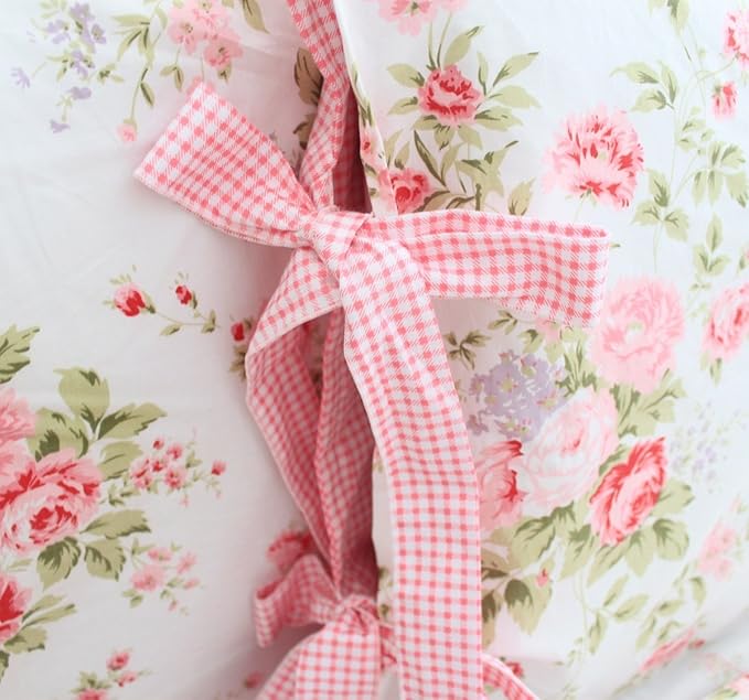 FADFAY Sheet Set Cal King Farmhouse Bedding Vintage Rose Floral Bedding 100% Cotton Super Soft Summer Sheet Deep Pocket Fitted Sheet 4-Pieces California King Size