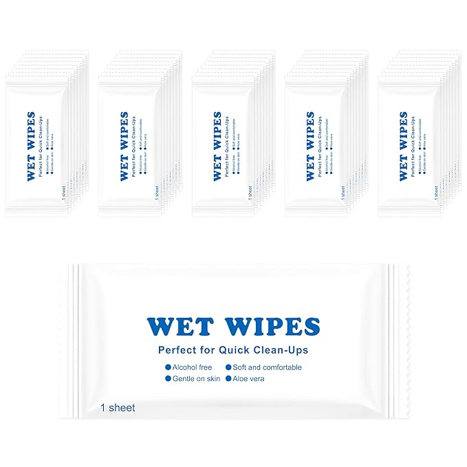 Individually Wrapped Wet Wipes, Wet Wipes For Hands Bulk, Easy To Carry, Quick To Clean Hands, Suitable For Restaurants, Barbecues, Travel, Weddings, Homeless People (100-PACK)