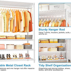 Ulif H4 Plus Garment Rack, 4-Tier Portable Clothes and Clothing Rack for Bedroom and Cloakroom, Closet Storage and Organizer Wardrobe System, 45