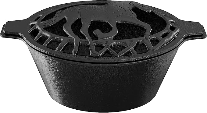 Fire Beauty Woodstove Steamer Stove Humidifier Cast Iron Lattice Top Rust Resistant 2.3 Quart Capacity (horse)