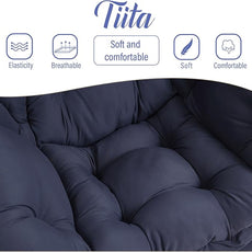 Tiita Lazy Chair with Ottoman, Modern Large Accent Lounge Armchair, Comfy Leisure Sofa Reading Chair with Footrest for Bedroom, Living Room, Dorm Rooms, Garden and Courtyard, Navy