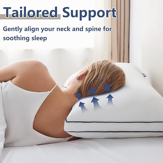 CozyLux Pillows King Size Set of 4, Soft and Supportive 3D Down Alternative Bed Pillow for Sleeping 4 Pack White, Luxury Hotel Quality Gusseted Bedding Pillows for Back, Stomach or Side Sleepers 18x34