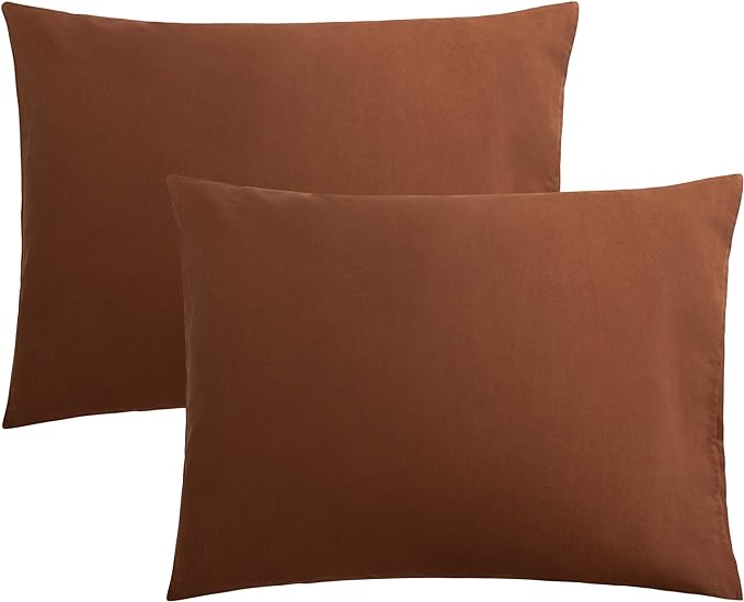 FLXXIE Microfiber Pillow Cases Standard Size, Soft Pillowcases with Envelope Closure, Wrinkle, Stain Resistant Pillow Covers, 20x26, Brown