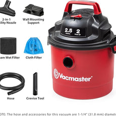 Vacmaster 2.5-Gallon* 2 Peak HP Wall Mountable Wet/Dry Vacuum – VOM205P 1101