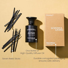 M&SENSE Reed Diffuser Set, 10.14 fl oz Large Reed Diffuser, Sage & Smoke Scented with Natural Essential Oils, Long Lasting with 7 Sticks, Non-Toxic Home Fragrance Reed Diffuser for Bedroom, Bathroom