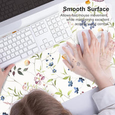 QIYI Floral Mouse Pad, Large Desk Mat for Desktop, Women Girls Watercolor Flowers Office Décor Desk Accessories, PU Leather Waterproof Gaming Mousepad, Wildflowers Desk Pad Computer Mat, 31.5