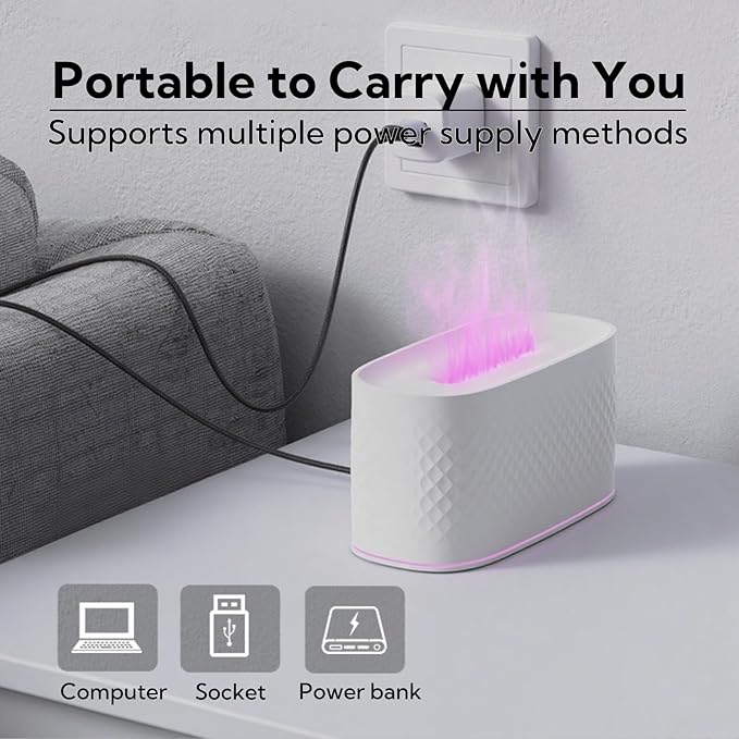 Portable Small Humidifier Dual Nozzle - Large Cool Mist Humidifiers Double Spray Ports, Water Shortage Protection, Ultra-Quiet, Mini Humidifier for Bedroom Plants Office Car Travel (Flame Black)