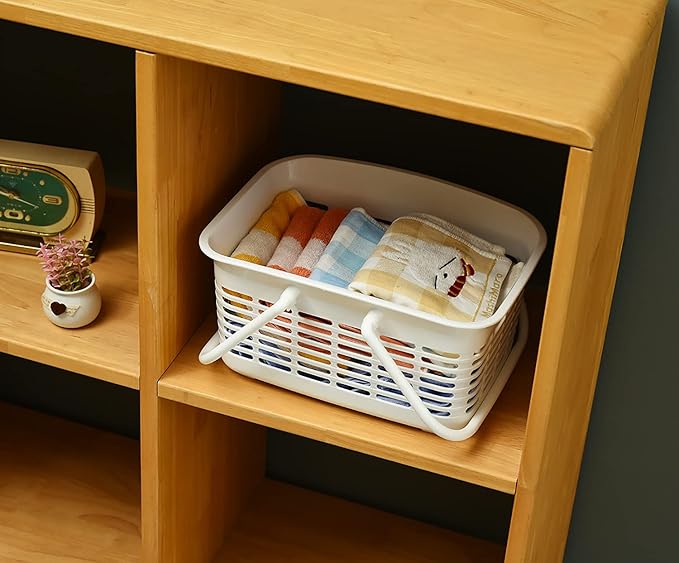 ALINK Plastic Shower Caddy Basket with Handle, Portable Organizer Storage Basket for College Dorm, Bathroom, Kitchen - White