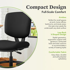 HON Volt Standing Desk Chair, Fabric Home Office Chair with Foot Rest, Armless, Ergonomic Recline and Center Tilt, for Computers, Offices, Work, Black