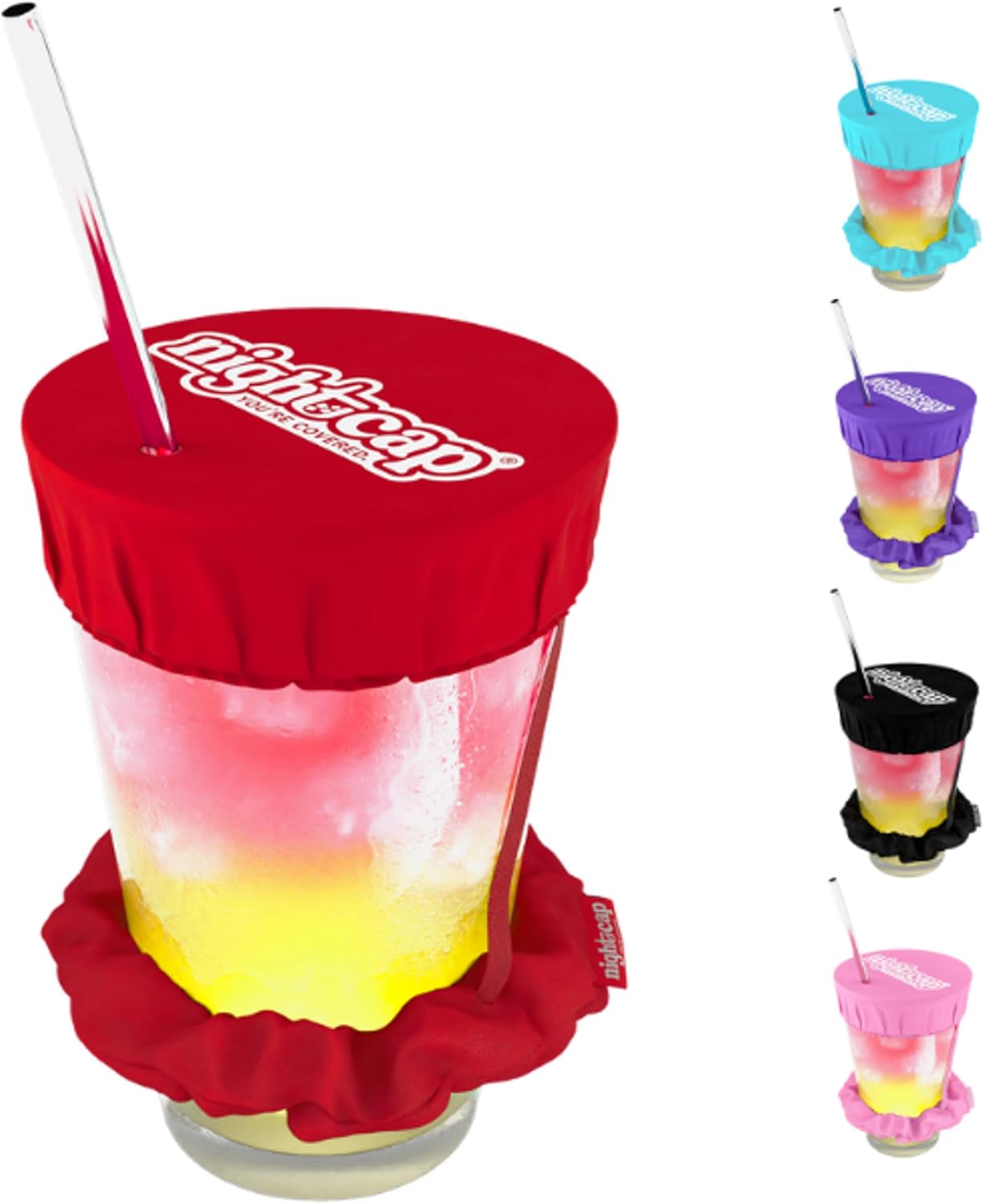 NightCap Drink Cover Scrunchie, Anti Spiking Drink Protector, Reusable Cup Cover for Bars, Festivals, Concerts, College Parties & Travel, Hidden Drink Safety Cover for Women, Shark Tank, Hair Tie