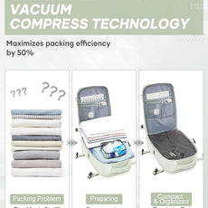 suwasp Vacuum Compression Backpack, 45L Expandable Travel Backpack with Electric Vacpack Pump, Travel Vacuum Bags with Shoe Compartment/17inch Laptop Compartment/USB Port, Mintgreen