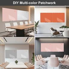 TSJ OFFICE Glass Dry-Erase Board - 48 x 36 Inches Wall Mounted Magnetic Whiteboard, Large Frameless Glass White Board for Office, Home & School, Pink